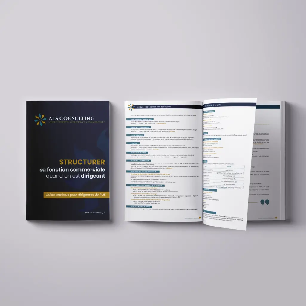 Brochure professionnelle présentant une méthode pour structurer sa fonction commerciale