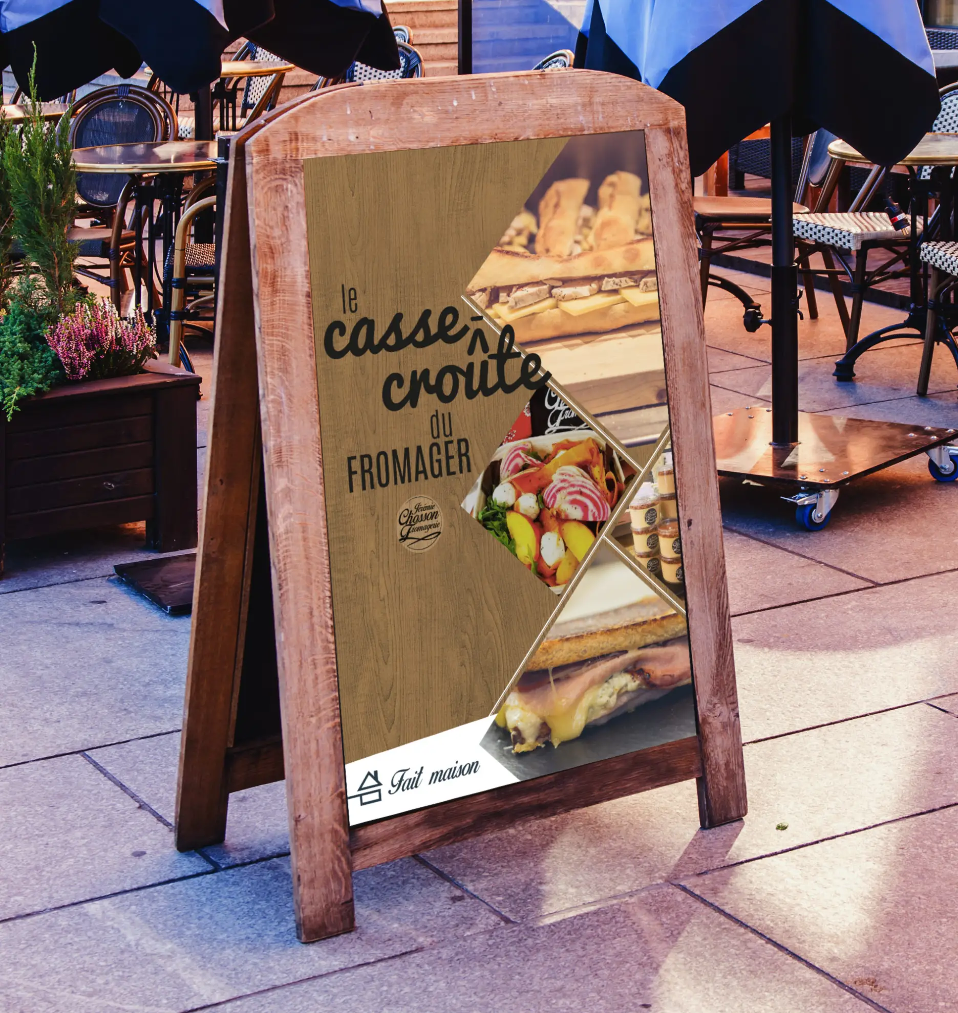 Supports de communication créés pour la Fromagerie Jérémie Chosson : carte de visite, flyer et brochure