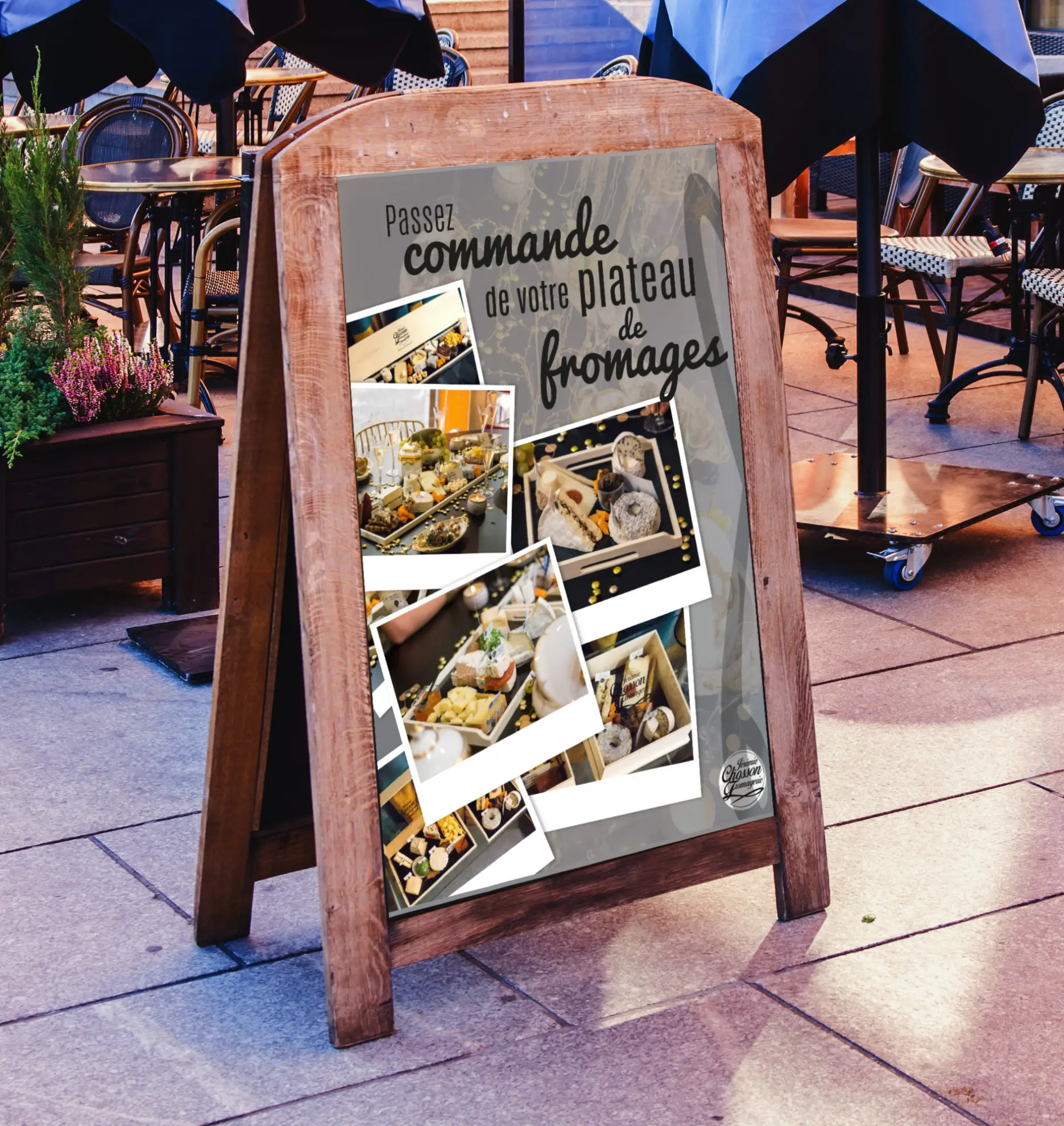 Supports de communication créés pour la Fromagerie Jérémie Chosson : carte de visite, flyer et brochure