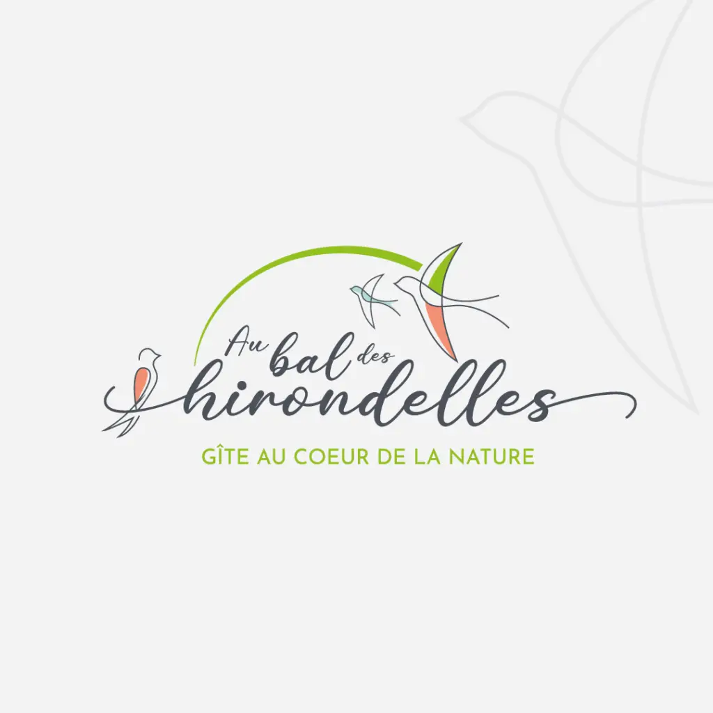Identité visuelle créée pour Au Bal des Hirondelles, gîte haut de gamme