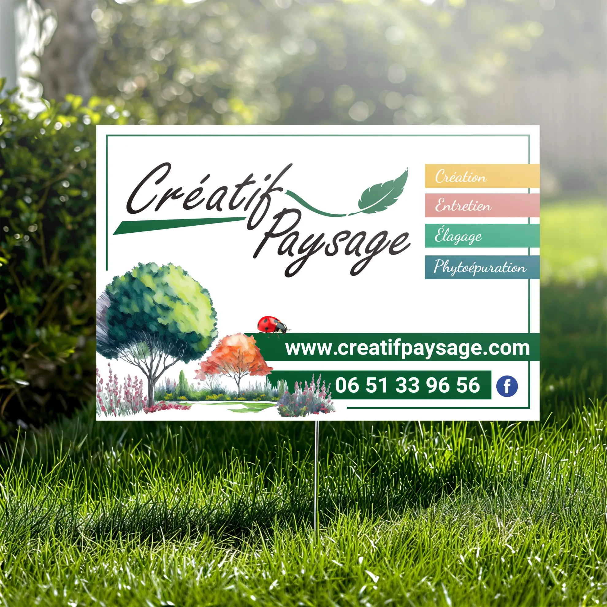 Supports de communication créés pour Créatif Paysage, entreprise de paysagisme